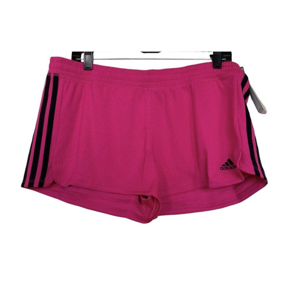 Adidas Shorts Women’s Size Large L Pacer 3S Knit Pink Black Logo Three‎ Stripes